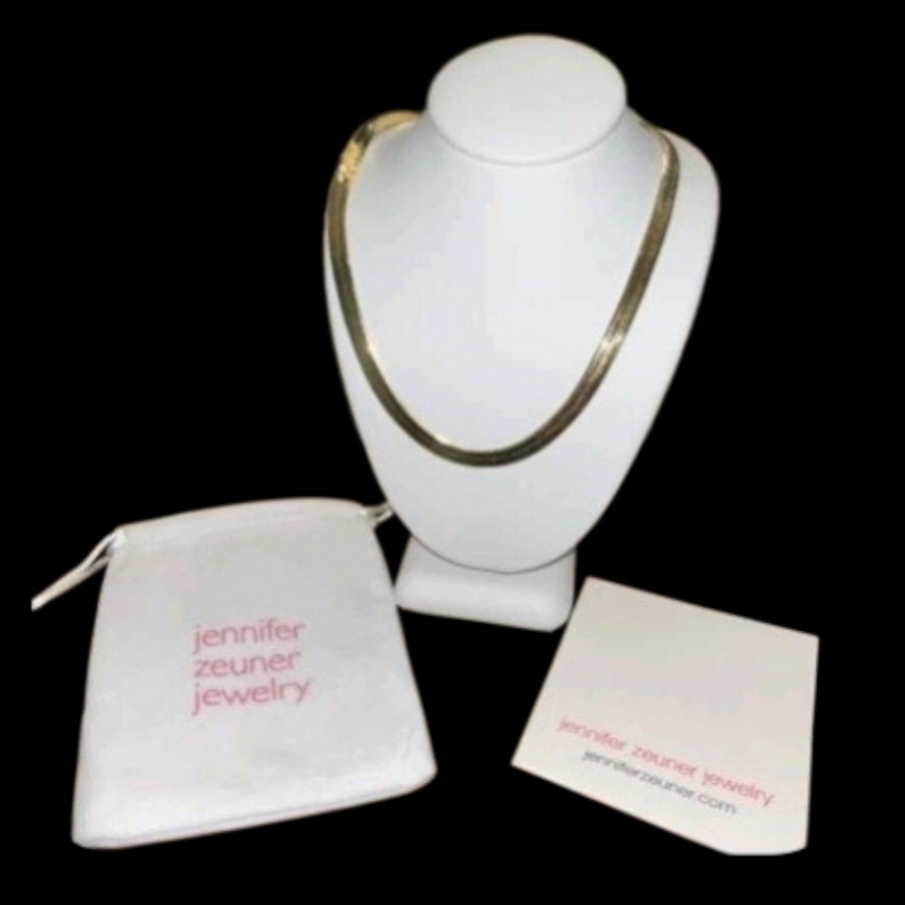Jennifer Zeuner 14k Gold Plated Flat Herringbone Necklace